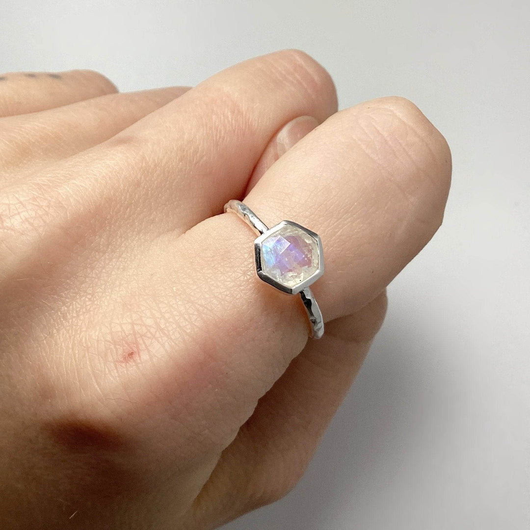 Rainbow Moonstone Ring - Rocks and Gems Canada