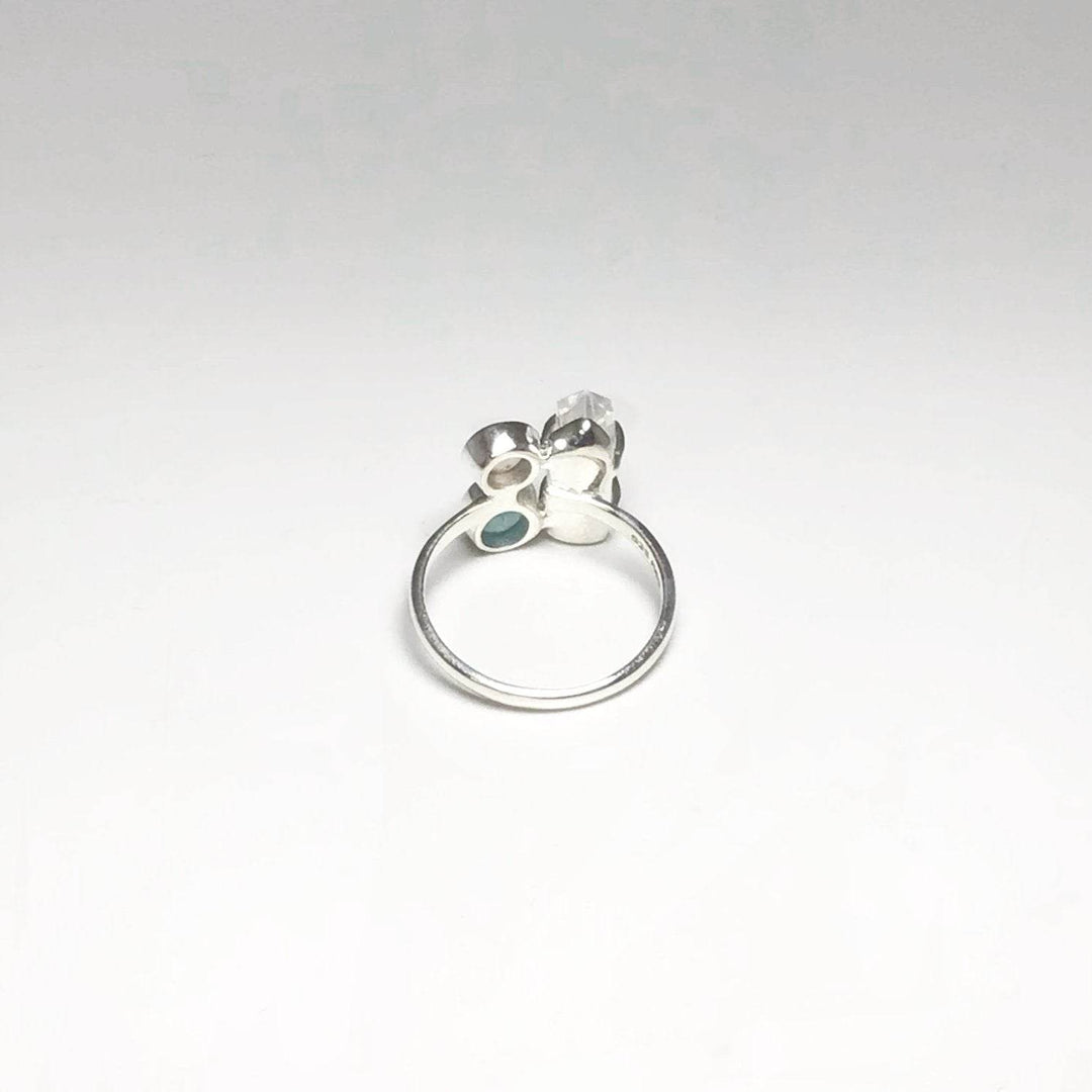 Quartz Point, Aqua Chalcedony and Rose Quartz Ring - Rocks and Gems Canada
