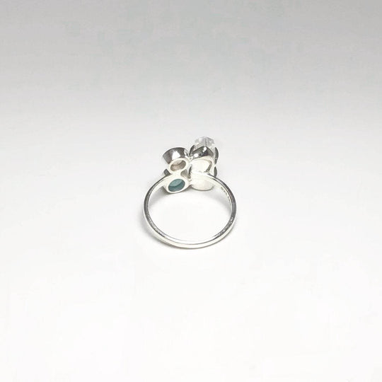 Quartz Point, Aqua Chalcedony and Rose Quartz Ring - Rocks and Gems Canada