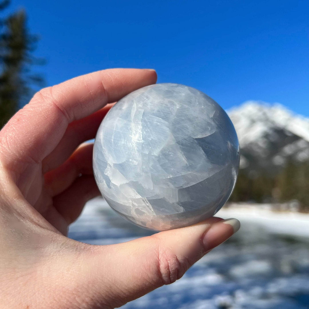 Blue Calcite Sphere - Rocks and Gems Canada