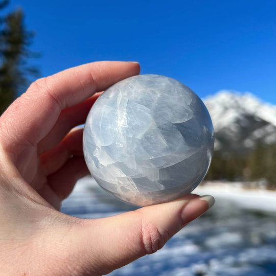 Blue Calcite Sphere - Rocks and Gems Canada
