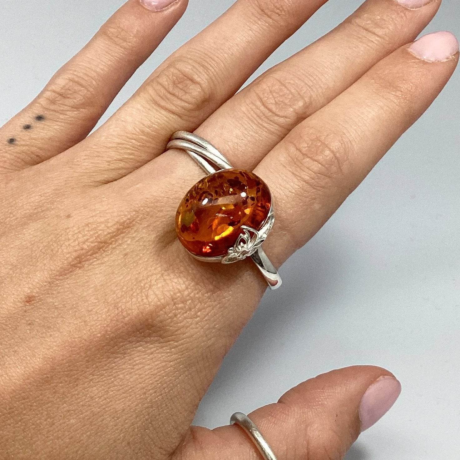 Cognac Amber Ring - Rocks and Gems Canada