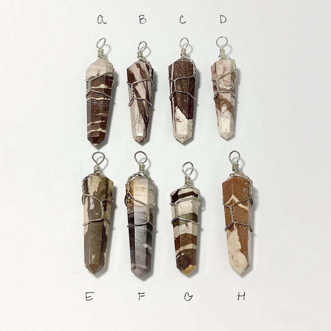 Wire Wrapped Brown Zebra Jasper Pendant - Rocks and Gems Canada