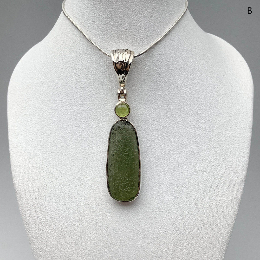 Moldavite and Peridot Pendant - Rocks and Gems Canada