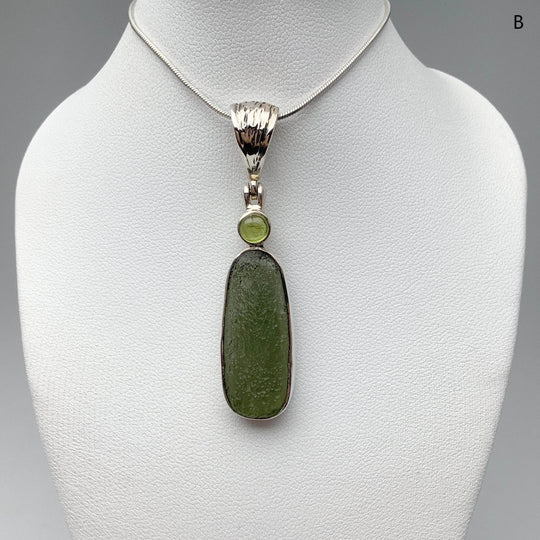 Moldavite and Peridot Pendant - Rocks and Gems Canada