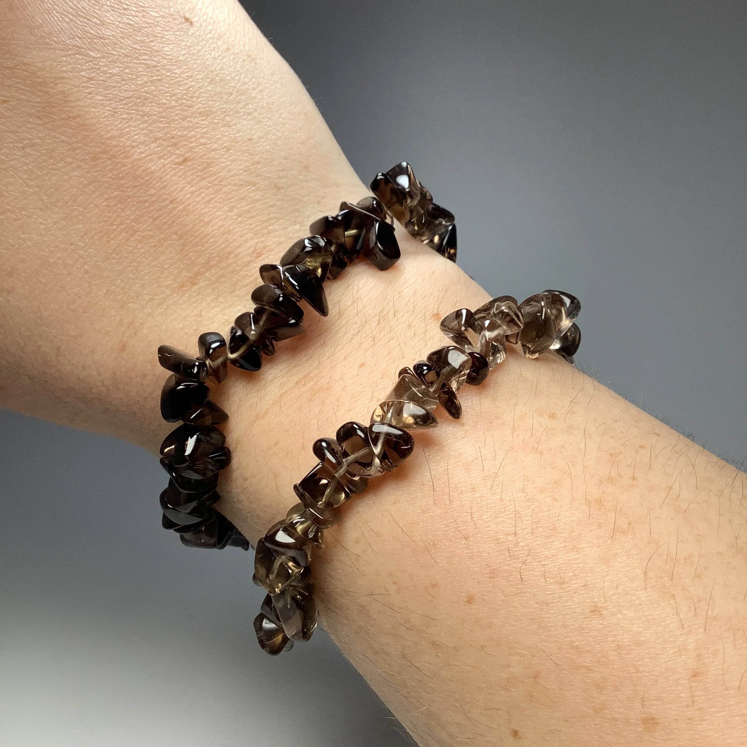 Smoky Quartz Chip Beaded Bracelet - Rocks and Gems Canada