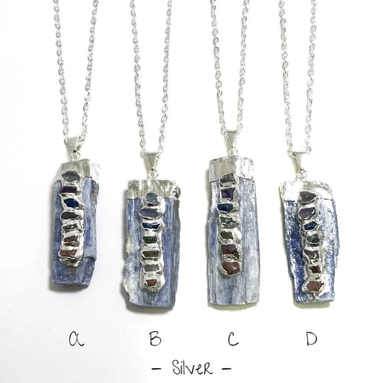 Kyanite with Chakra Gemstones Necklace - Rocks and Gems Canada