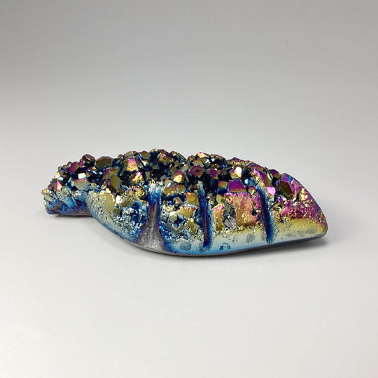 Rainbow Amethyst Druze Cluster Leaf Carving - Rocks and Gems Canada