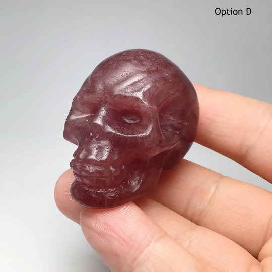 Carved Strawberry Quartz Skull - Rocks and Gems Canada