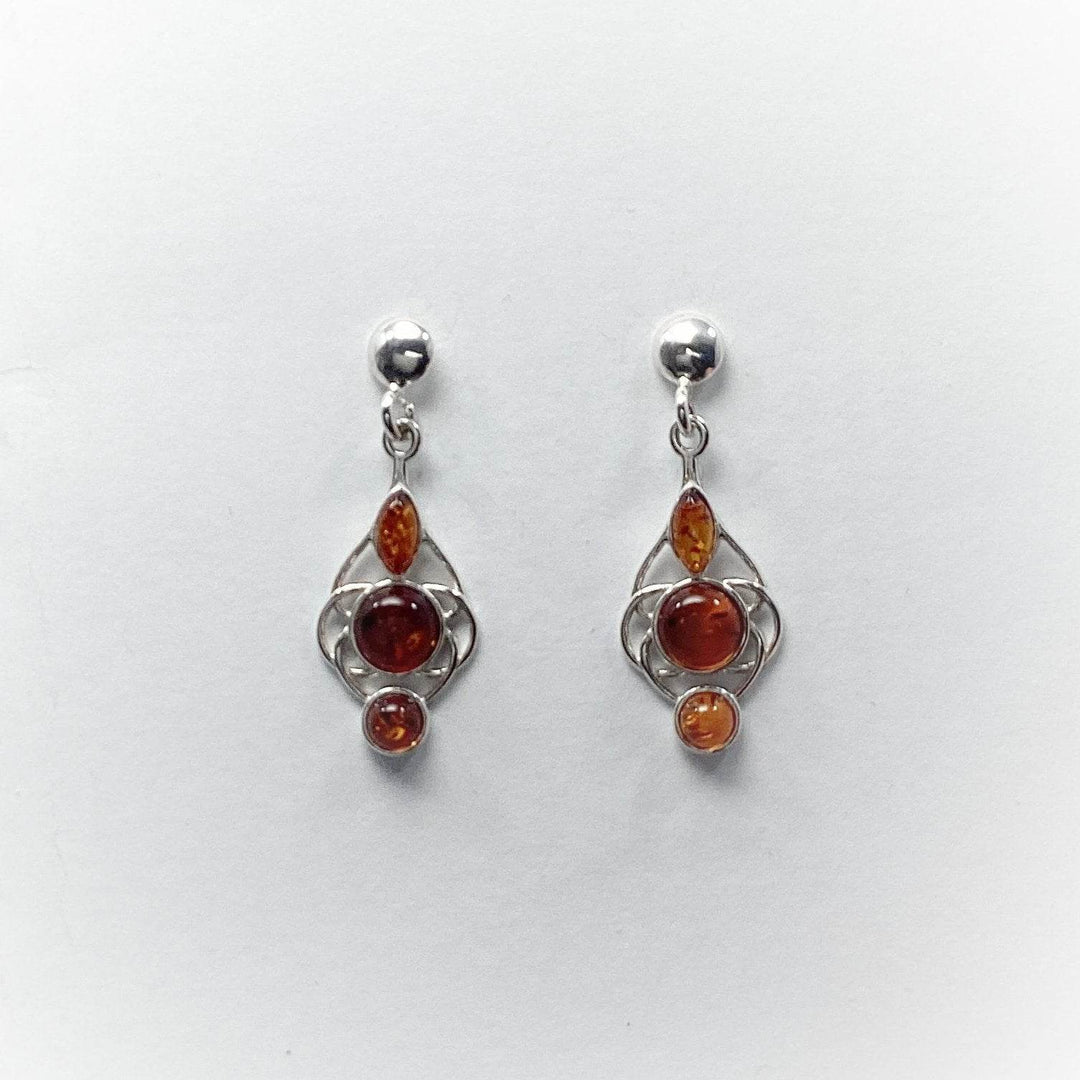 Cognac Amber Stud Earrings - Rocks and Gems Canada