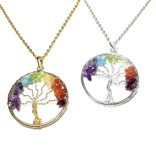 Tree of Life Necklace with Chakra Beads - Rocks and Gems Canada