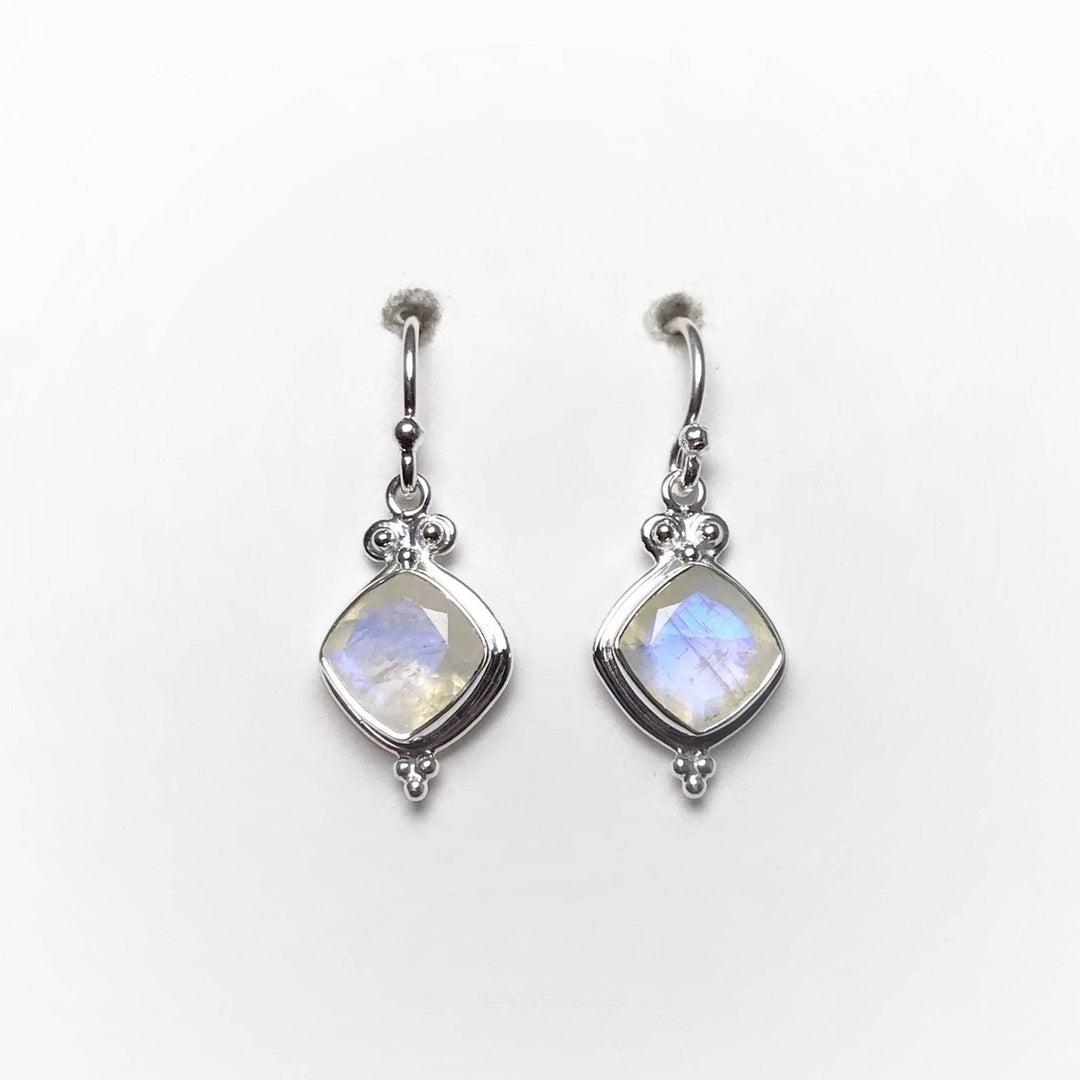 Rainbow Moonstone Dangle Earrings - Rocks and Gems Canada