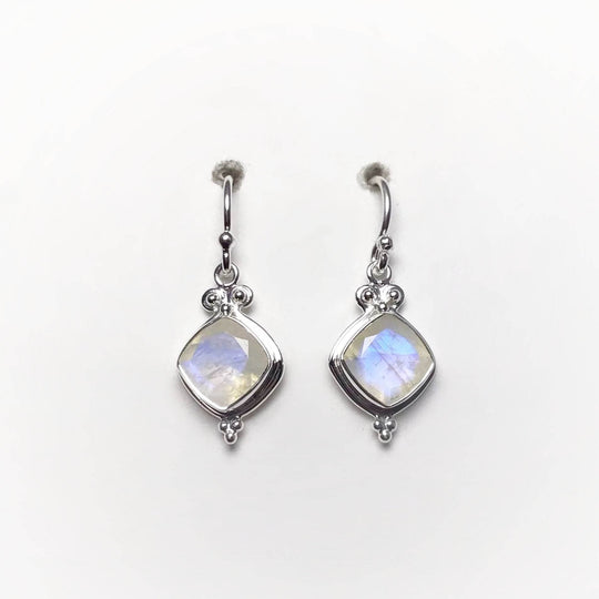 Rainbow Moonstone Dangle Earrings - Rocks and Gems Canada