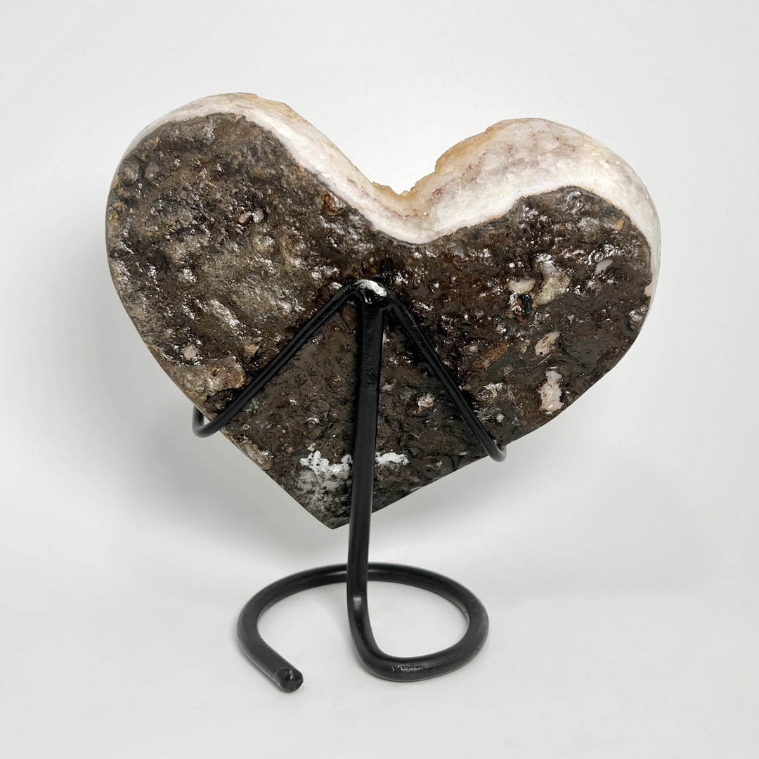 Citrine Druze Cluster Heart On Stand - Rocks and Gems Canada