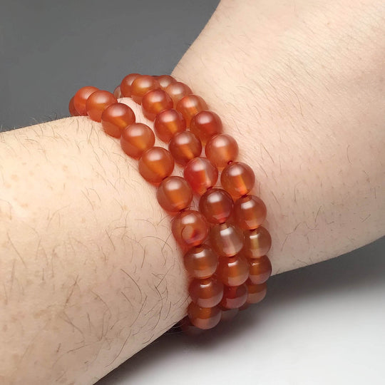 Light Carnelian Agate Beaded Bracelet - 8mm - Rocks and Gems Canada