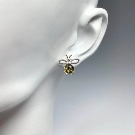 Green Amber Stud Earrings - Rocks and Gems Canada
