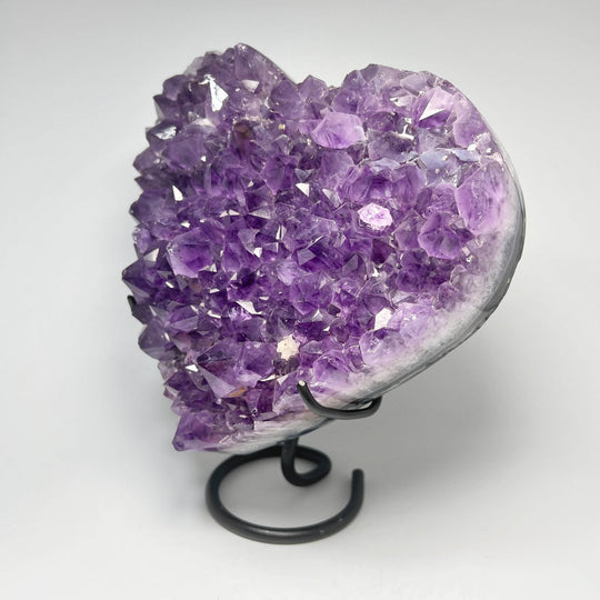 Large Amethyst Druze Cluster Heart On Stand - Rocks and Gems Canada