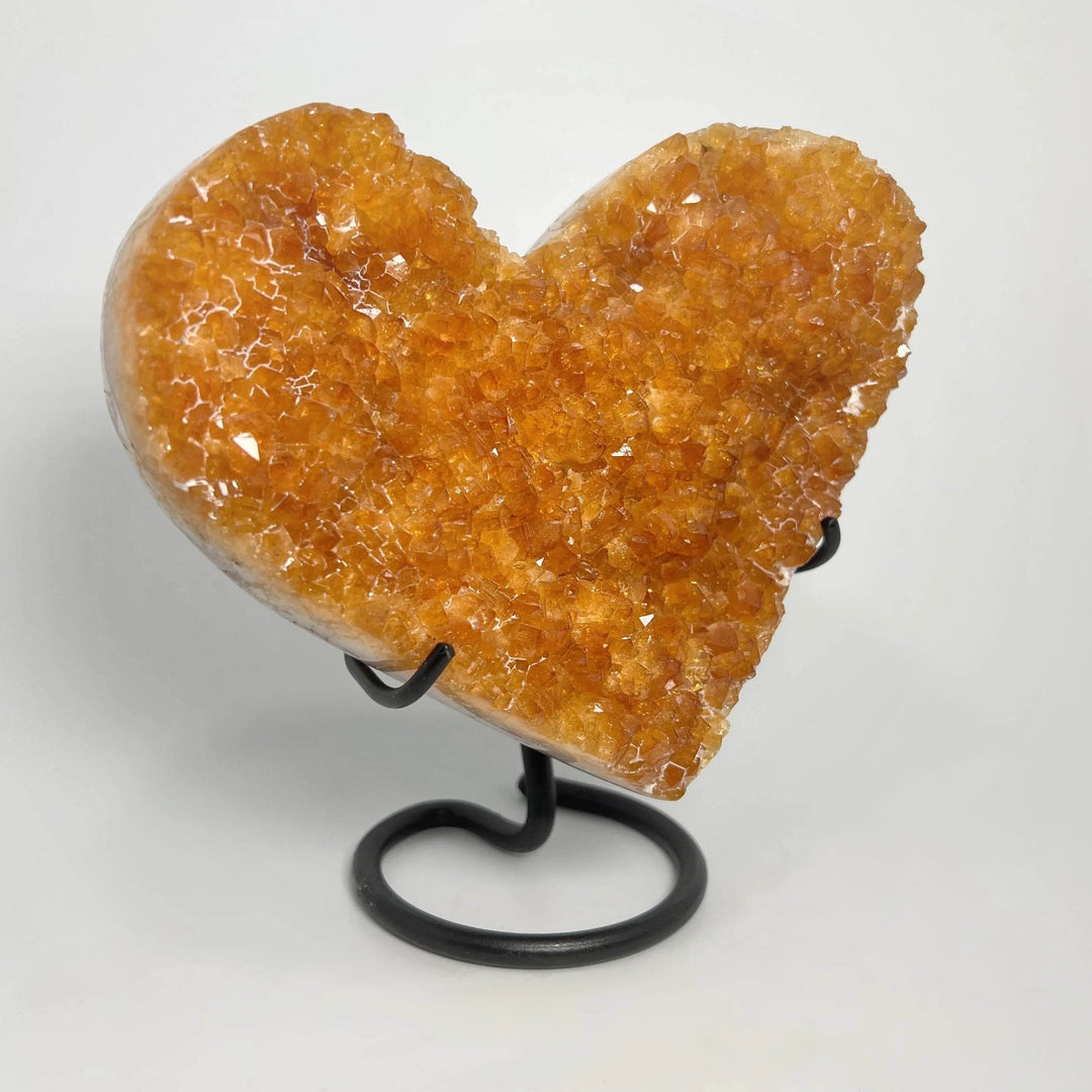 Citrine Druze Cluster Heart On Stand - Rocks and Gems Canada
