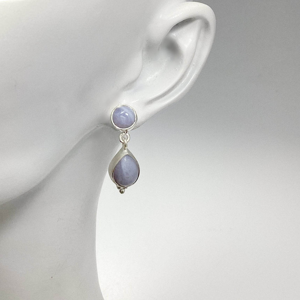 Blue Lace Agate Stud Earrings - Rocks and Gems Canada