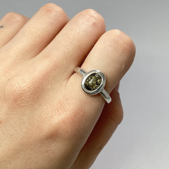 Green Amber Ring - Rocks and Gems Canada