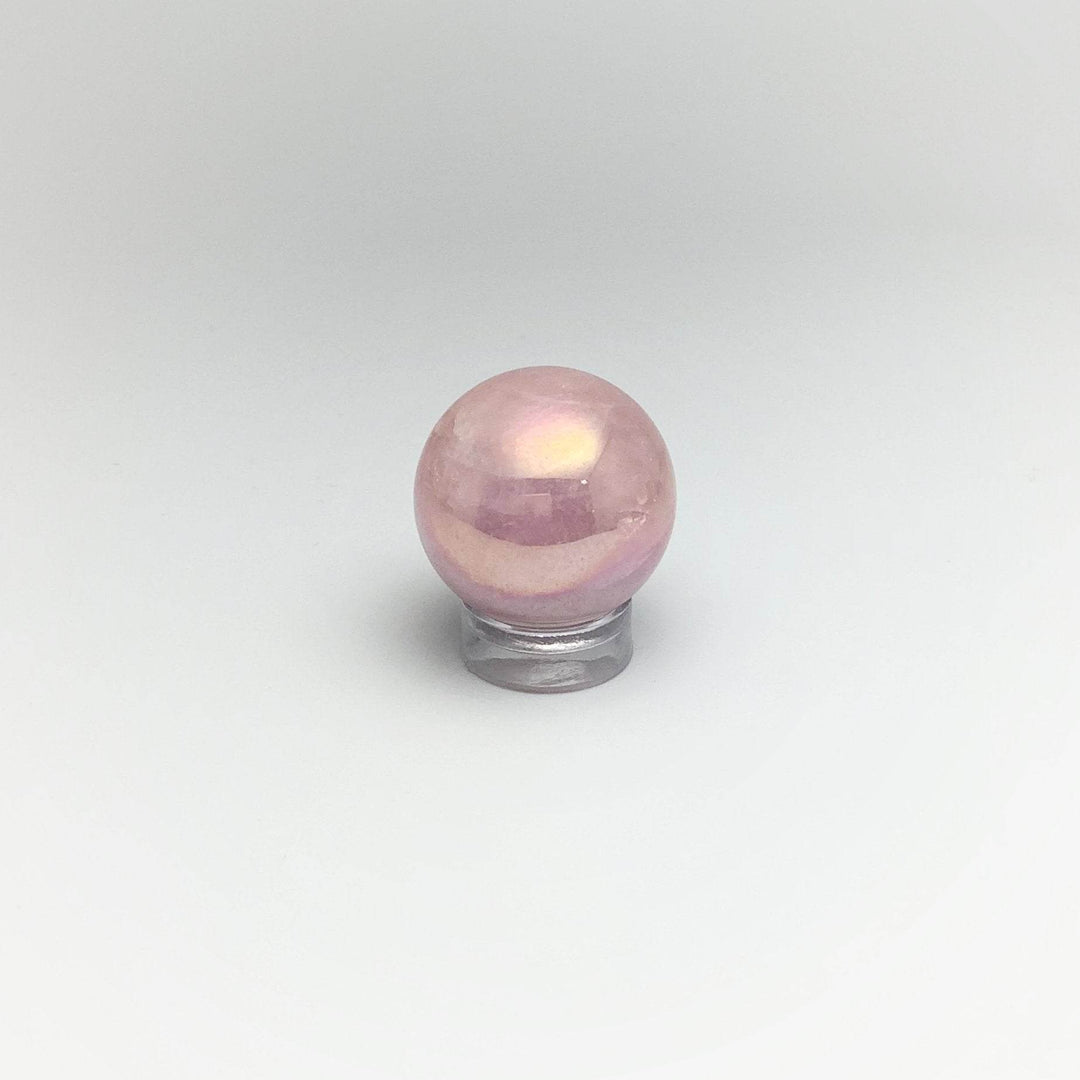 Mini Aura Rose Quartz Sphere - Rocks and Gems Canada