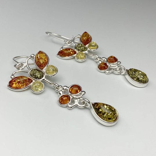 Mixed Amber Dangle Earrings - Rocks and Gems Canada