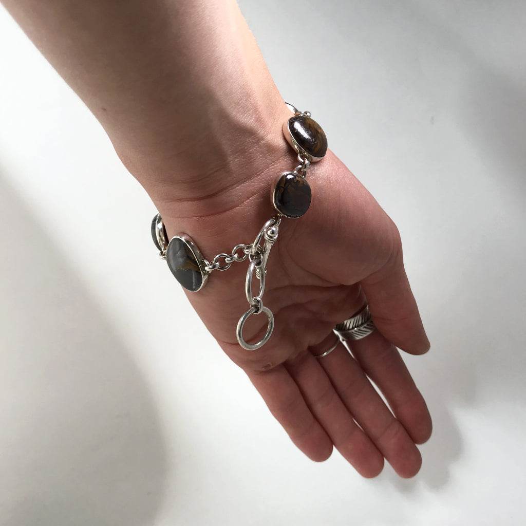 Boulder Opal Sterling Silver Bracelet - Rocks and Gems Canada