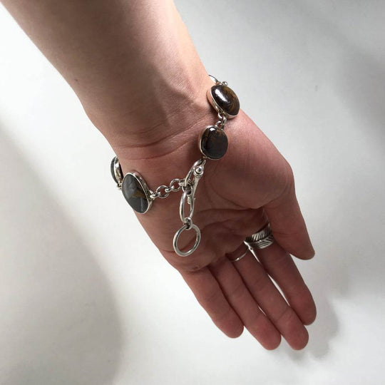 Boulder Opal Sterling Silver Bracelet - Rocks and Gems Canada