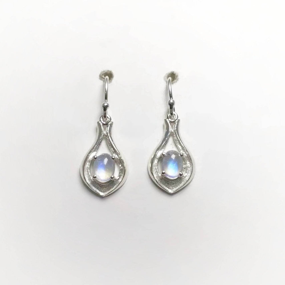Rainbow Moonstone Dangle Earrings - Rocks and Gems Canada