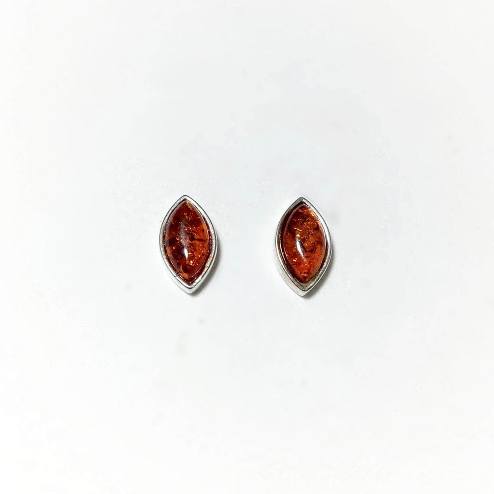 Cognac Amber Stud Earrings - Rocks and Gems Canada