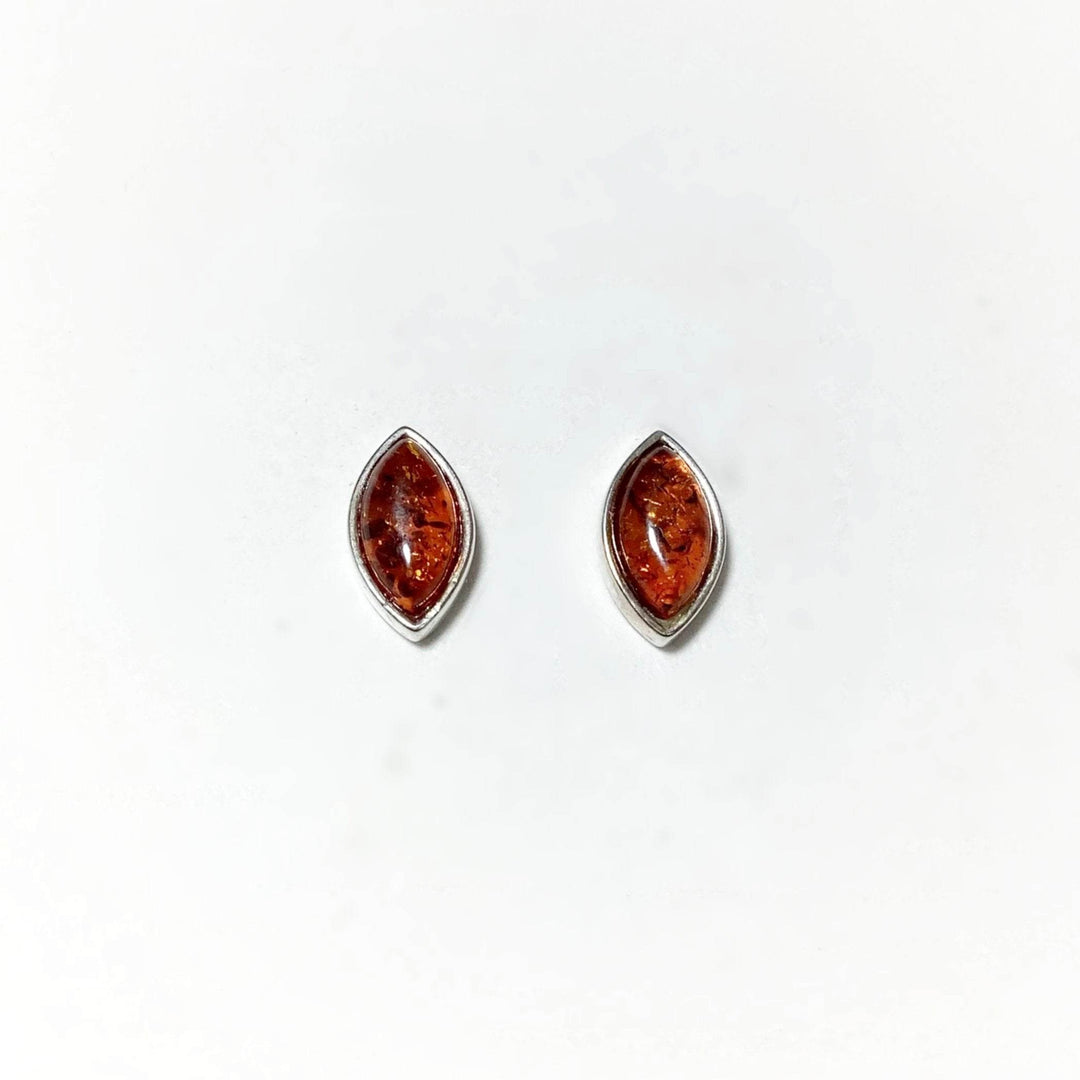 Cognac Amber Stud Earrings - Rocks and Gems Canada