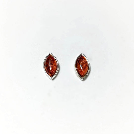 Cognac Amber Stud Earrings - Rocks and Gems Canada