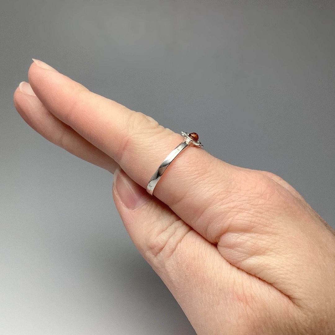 Cognac Amber Flower Ring - Rocks and Gems Canada