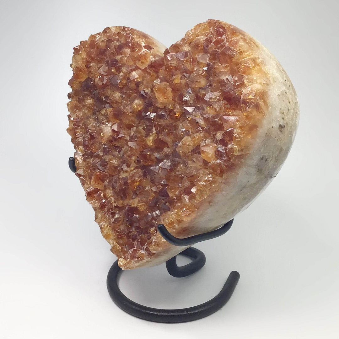 Citrine Druze Cluster Heart On Stand - Rocks and Gems Canada
