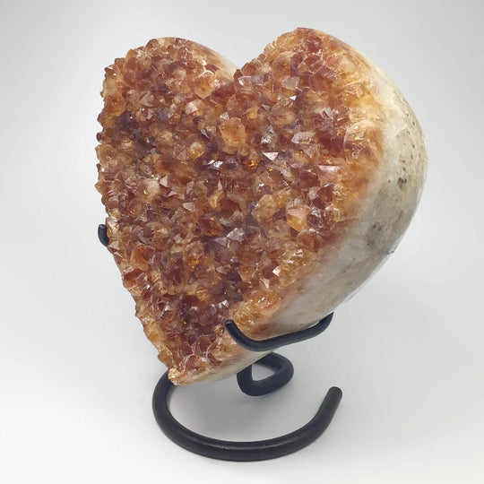 Citrine Druze Cluster Heart On Stand - Rocks and Gems Canada