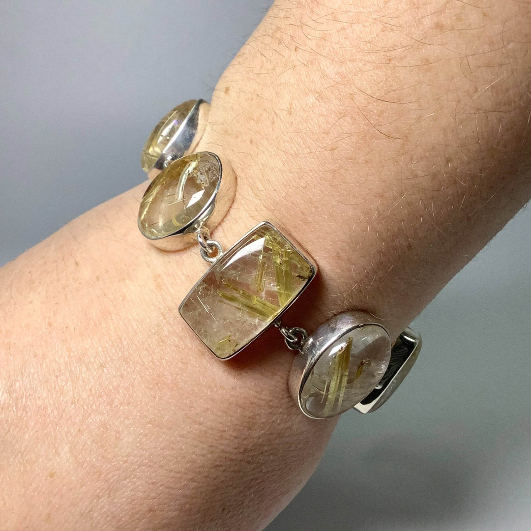 Rutilated Quartz Sterling Silver Bracelet - Rocks and Gems Canada