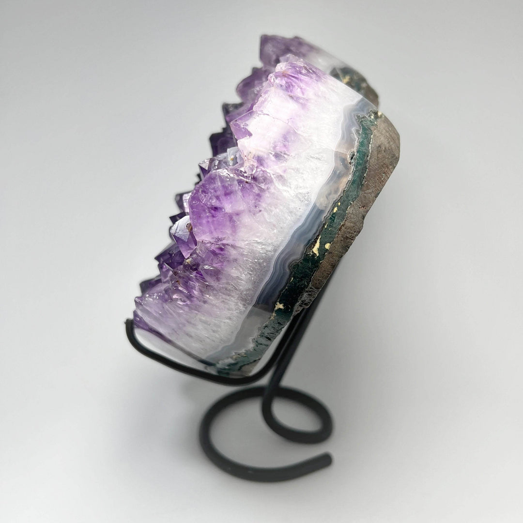 Large Amethyst Druze Cluster Heart On Stand - Rocks and Gems Canada