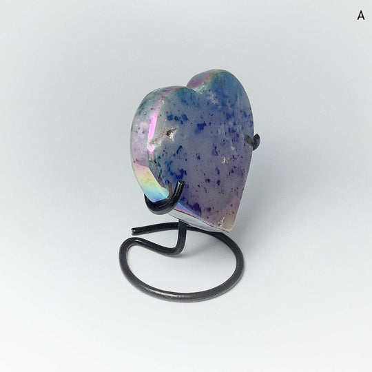 Rainbow Agate Heart on Stand - Rocks and Gems Canada
