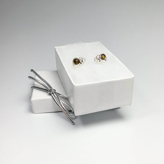 Green Amber Elephant Stud Earrings - Rocks and Gems Canada