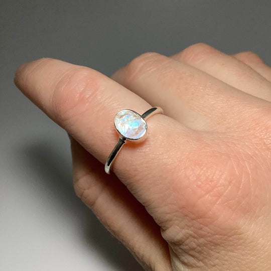 Raw Rainbow Moonstone Ring - Rocks and Gems Canada