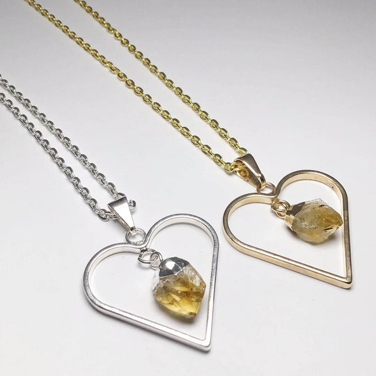 Heart Necklace with Citrine - Rocks and Gems Canada