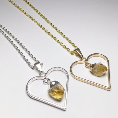 Heart Necklace with Citrine