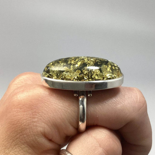 Green Amber Ring - Rocks and Gems Canada