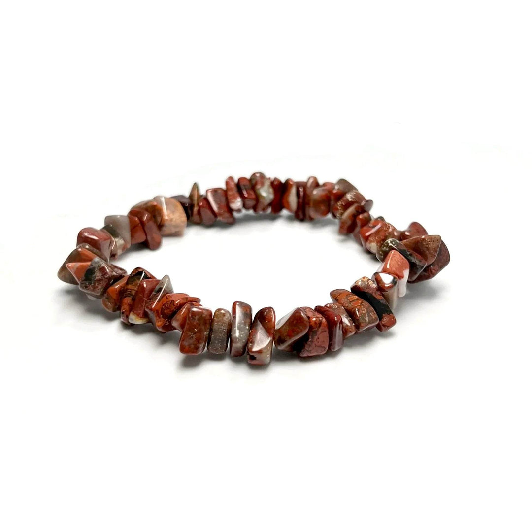 Red Brecciated Jasper Chip Beaded Bracelet - Rocks and Gems Canada