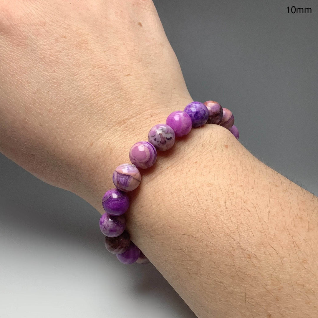 Purple Crazy Lace Agate Beaded Bracelet - Rocks and Gems Canada