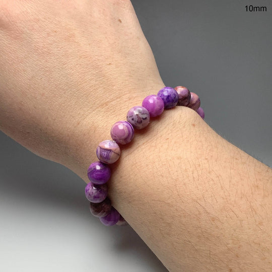 Purple Crazy Lace Agate Beaded Bracelet - Rocks and Gems Canada