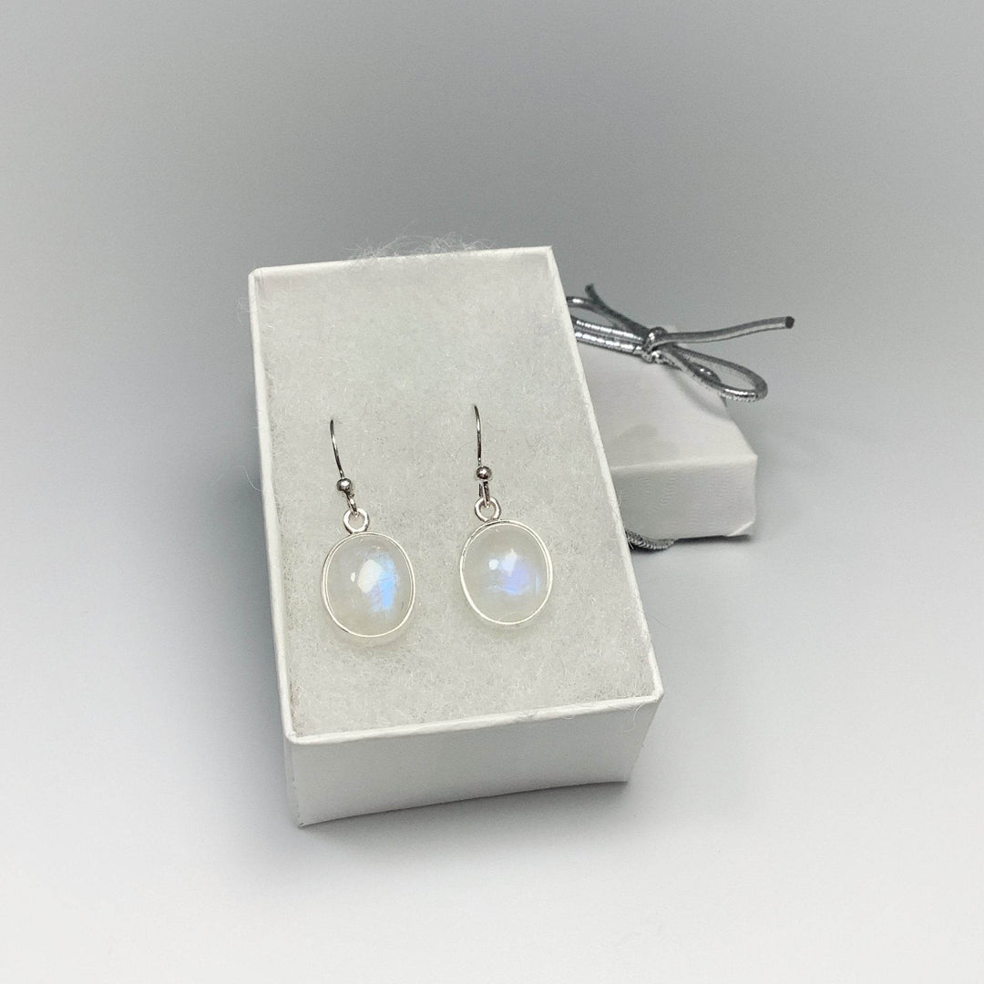 Rainbow Moonstone Dangle Earrings - Rocks and Gems Canada