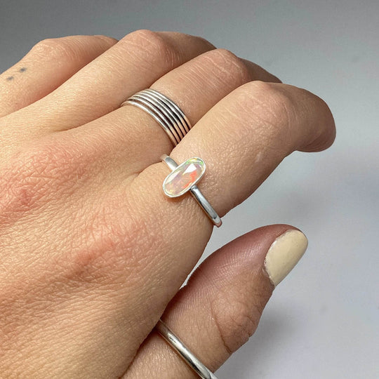 Faceted Ethiopian Fire Opal Ring - Rocks and Gems Canada