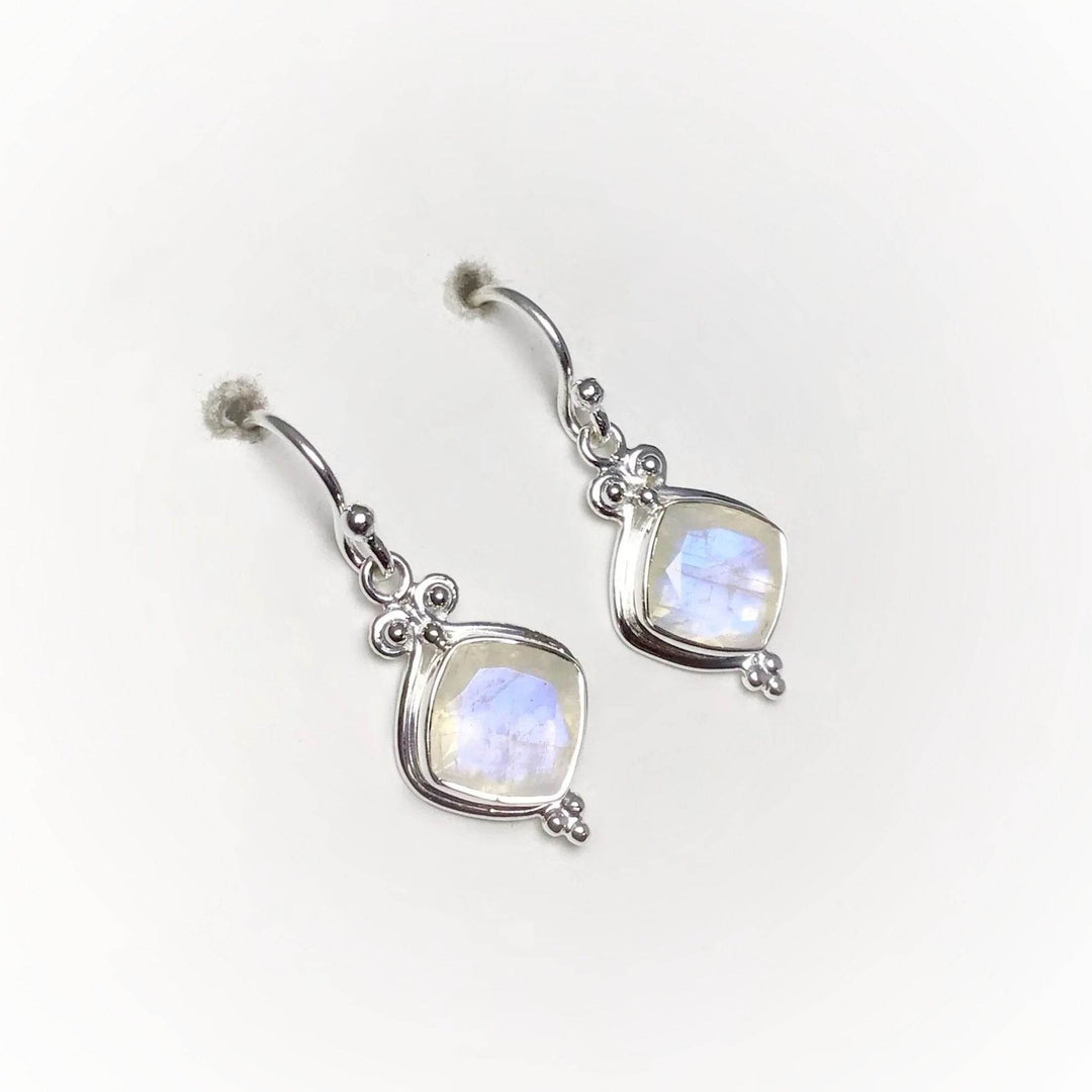 Rainbow Moonstone Dangle Earrings - Rocks and Gems Canada
