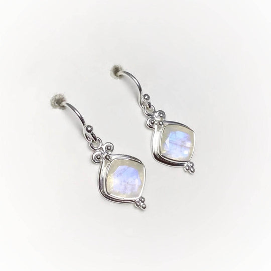 Rainbow Moonstone Dangle Earrings - Rocks and Gems Canada